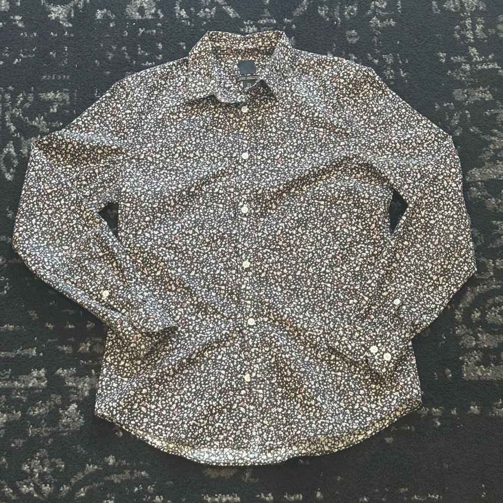 H&M Black and White Floral Dress Shirt